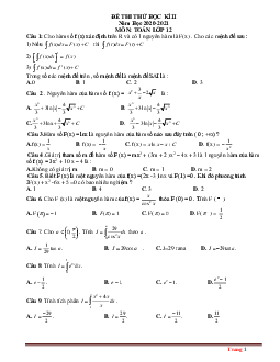 Đề ôn thi toán 12 học kỳ 2 có đáp án và lời giải chi tiết