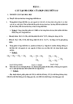 Bài 11: Cấu tạo hóa học hợp chất hữu cơ | Giáo án Hóa 11 Chân trời sáng tạo