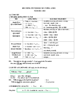 Đề cương ôn thi học kì 2 môn Tiếng Anh lớp 8 năm 2022 - 2023