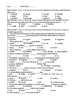 Bài tập ôn tập học phần Tiếng anh cơ bản