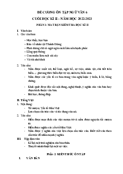 Đề cương ôn tập học kì 2 môn Ngữ văn 6 sách Chân trời sáng tạo