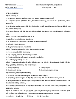Đề cương ôn tập giữa học kì 2 môn Sinh học 11 sách Kết nối tri thức với cuộc sống