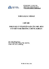 Pháp luật về quyền lợi của nhà đầu tư trên thị trường chứng khoán | Tiểu luận môn Luật chứng khoán | Trường Đại học Hoa Sen