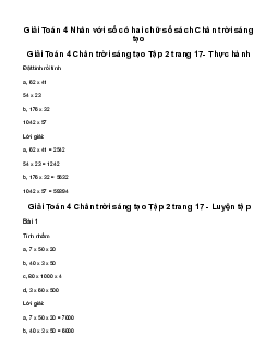 Giải Toán lớp 4 Bài 47: Nhân với số có hai chữ số| Chân trời sáng tạo