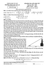 Đề giữa học kì 1 Toán 9 năm 2024 – 2025 trường THCS Chu Văn An – Hà Nội