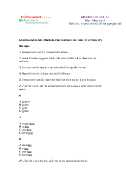 Đề thi học kì 2 môn tiếng Anh lớp 8 năm 2022 - 2023 - Đề 2