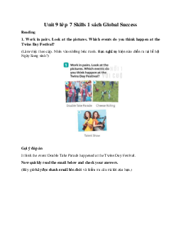 Unit 9 lớp 7 Skills 1 sách Global Success