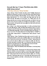 Học phí Đại học Y Dược Thái Bình năm 2024-2025 là bao nhiêu?