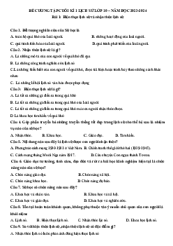 Đề cương ôn tập học kì 1 môn Lịch sử 10 sách Kết nối tri thức với cuộc sống