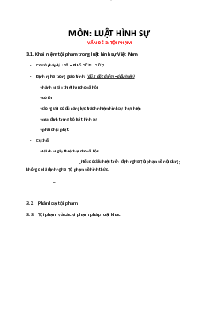 Vấn đề: Tội phạm học phần Luật hình sự của trường đại học Luật Hà Nội