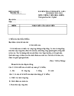 Đề thi học kì 2 lớp 1 năm 2022 - 2023 | Tiếng việt 1 |  Kết nối tri thức với cuộc sống | đề 1