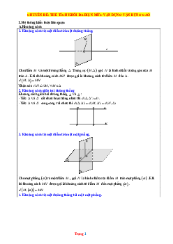 Chuyên đề thể tích mức vận dụng cao (có lời giải chi tiết)