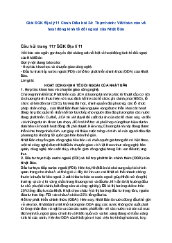 Giải SGK Địa lý 11 Cánh Diều bài 24: Thực hành: Viết báo cáo về hoạt động kinh tế đối ngoại của Nhật Bản