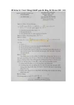 Đề thi học kì 1 Toán 9 Phòng GD&ĐT quận Hà Đông, Hà Nội năm 2020 - 2021