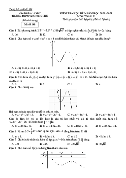 Đề thi HK1 Toán 12 năm 2020 – 2021 trường THPT Phan Ngọc Hiển – Cà Mau