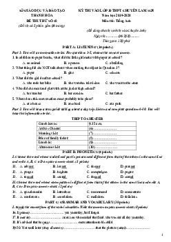 Đề thi thử tuyển sinh lớp 10 THPT Chuyên Lam Sơn tỉnh Thanh Hóa năm học 2019-2020 môn Tiếng Anh (chuyên)