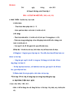 Giáo án Toán 2 | Ôn tập trừ đi một số sách Chân trời sáng tạo (cả năm) | Tuần 8 Tiết 1