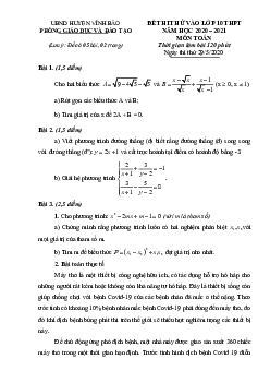Đề thi thử vào lớp 10 môn Toán năm 2020 – 2021 phòng GD&ĐT Vĩnh Bảo – Hải Phòng
