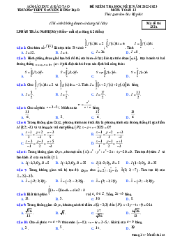 Đề học kỳ 2 Toán 12 năm 2022 – 2023 trường THPT Nguyễn Hồng Đạo – Bình Định