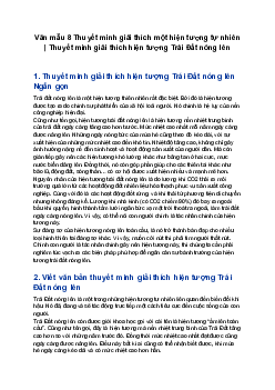 Văn mẫu 8 | Thuyết minh giải thích hiện tượng Trái Đất nóng lên