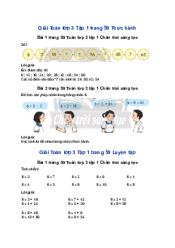 Toán lớp 3 trang 59 Bảng nhân 6 Chân trời sáng tạo