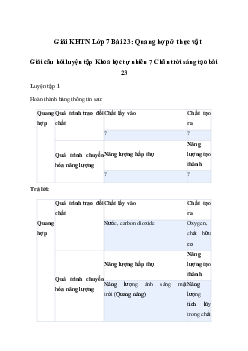 Giải Khoa học tự nhiên 7 Bài 23: Quang hợp ở thực vật | Chân trời sáng tạo