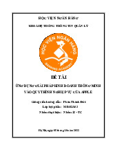 Báo cáo: Ứng dụng giải pháp kinh doanh thông minh tại Apple môn Hệ thống thông tin quản lý | Học viện Ngân hàng