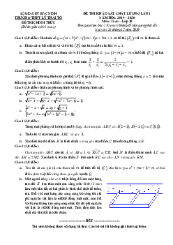 Đề KSCL lần 1 Toán 10 năm 2019 – 2020 trường THPT Lý Thái Tổ – Bắc Ninh