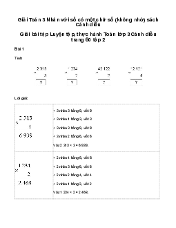 Nhân với số có một chữ số (không nhớ): Giải bài tập Luyện tập, thực hành Toán lớp 3 Cánh diều trang 60 tập 2