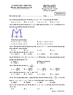 Đề kiểm tra 45 phút ĐS&GT 11 chương 5 năm 2018 – 2019 trường Phan Đăng Lưu – TT Huế