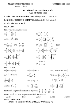 Đề cương ôn tập giữa kì 1 Toán 7 năm 2022 – 2023 trường THCS Thành Công – Hà Nội