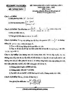 Đề thi khảo sát chất lượng Toán 9 năm 2020 – 2021 sở GD&ĐT Thanh Hóa