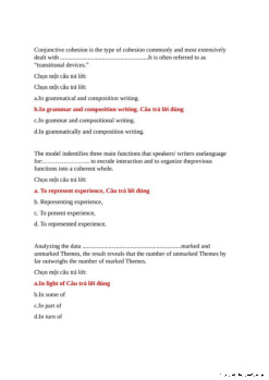 Đáp án môn lý thuyết dịch - Ngôn ngữ học đối chiếu | Đại học Mở Hà Nội