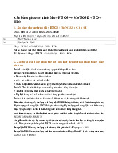 Cân bằng phương trình Mg + HNO3 → Mg(NO3)2 + NO + H2O