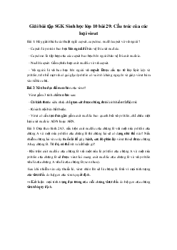 Giải bài tập SGK Sinh học lớp 10 bài 29: Cấu trúc của các loại virut