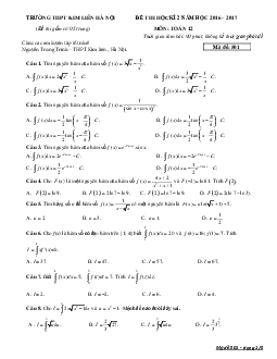 Đề thi HK2 Toán 12 năm học 2016 – 2017 trường THPT Kim Liên – Hà Nội