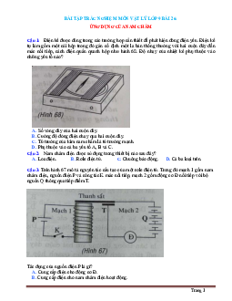 Bài tập trắc nghiệm môn vật lý 9 Bài 26 Ứng dụng của nam châm (có đáp án)