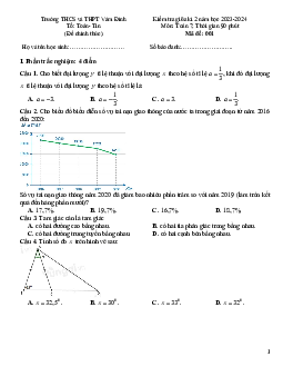 Đề thi giữa kì 2 Toán 7 năm 2023 – 2024 trường THCS&THPT Vàm Đình – Cà Mau