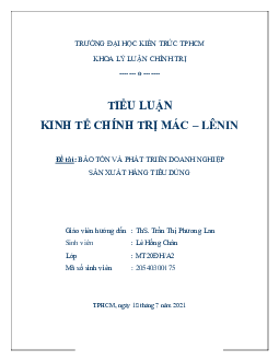 Tiểu luận "Bảo tồn và phát triển doanh nghiệp sản xuất hàng tiêu dùng"