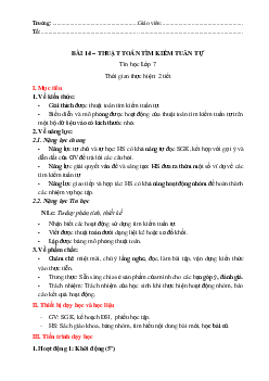 Giáo án Bài 14: Thuật toán tìm kiếm tuần tự Tin học 7 | Kết nối tri thức