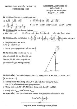 Đề giữa học kỳ 1 Toán 9 năm 2022 – 2023 trường THCS Nguyễn Trường Tộ – Hà Nội
