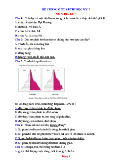 Đề cương ôn thi Địa Lí 7 học kì 1 trắc nghiệm 2021-2022 (có đáp án)
