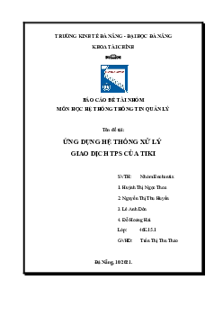 Ứng dụng hệ thống xử lý giao dịch TPS của TIKI | Báo cáo môn học Hệ thống thông tin quản lý