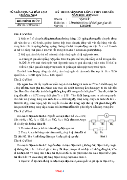 Đề thi tuyển sinh lớp 10 THPT Chuyên năm 2019-2020 môn vật lý Sở GD Quảng Nam (có lời giải)