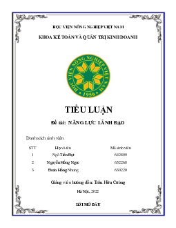 Tiểu luận | Năng lực lãnh đạo | Học viện Nông nghiệp Việt Nam