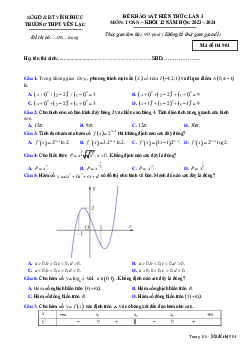 Đề thi thử THPTQG môn Toán lần 3 năm 2023 – 2024 trường THPT Yên Lạc – Vĩnh Phúc