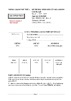 Đề thi chọn học sinh giỏi văn hóa khối 9 cấp huyện môn Tiếng Anh - Phòng GD&ĐT Thủ Thừa