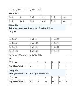 Giải SGK Toán lớp 3 trang 26, 27 Bảng nhân 8 | Cánh Diều
