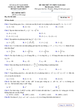 Đề thi thử THPT Quốc gia năm 2023 môn Toán cụm trường THPT huyện Nam Trực, Nam Định