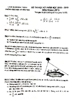 Đề thi học kỳ 1 Toán 9 năm học 2018 – 2019 phòng GD và ĐT Bình Thạnh – TP. HCM